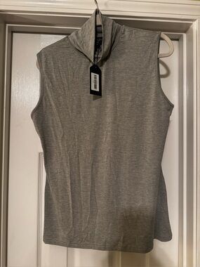 Aleeza Paris Sleeveless Mock Neck Women’s Top - Gray